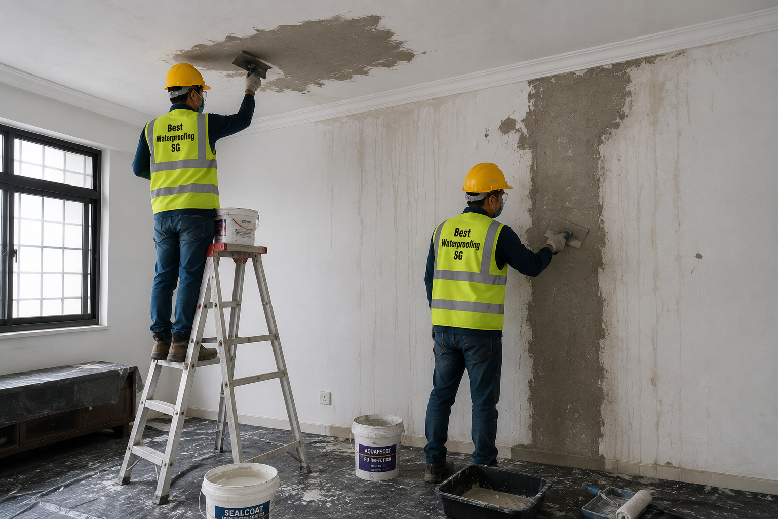 Wall seepage repair Singapore balcony planter box waterproofing